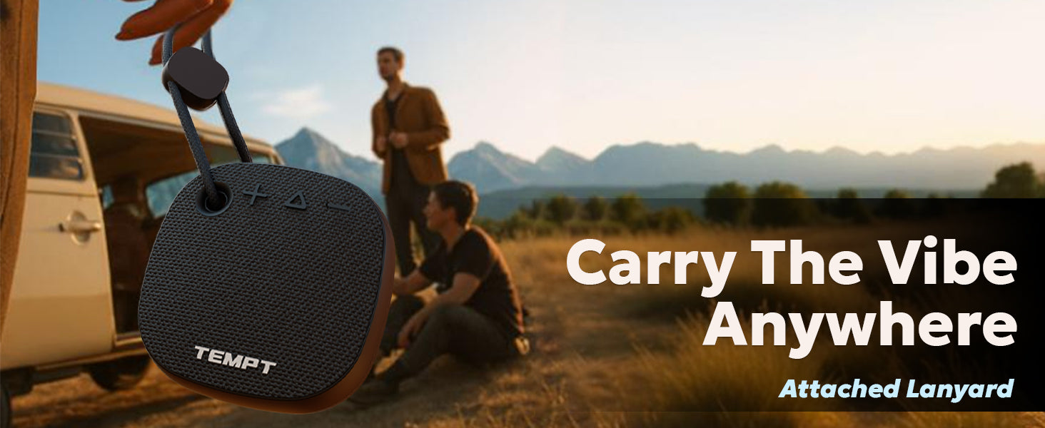 Tempt Rebel Air Lightweight Portable Bluetooth Speaker with Lanyard