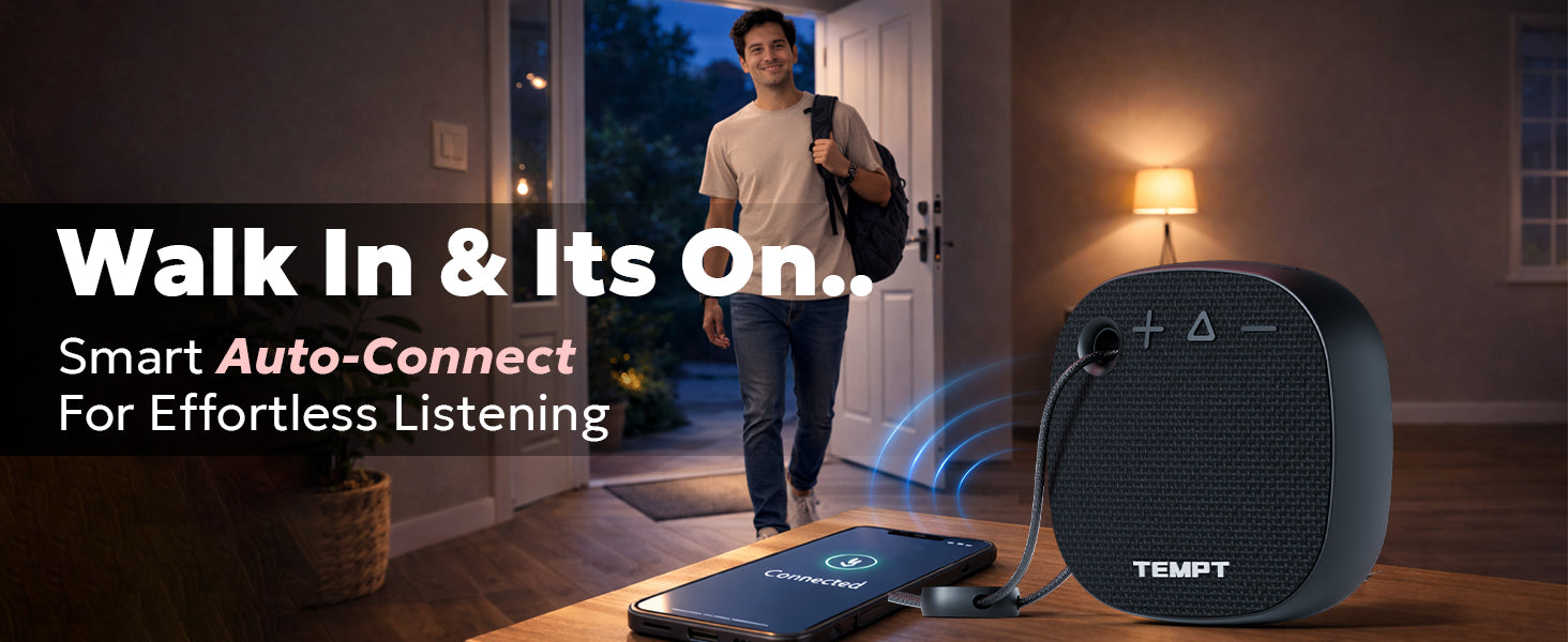 Tempt Rebel Air Smart Auto Connect Wireless Bluetooth Speaker