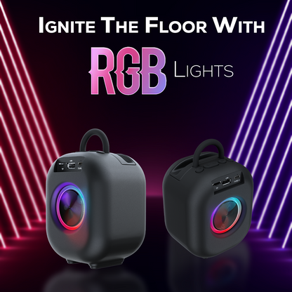 Tempt Rebel bluetooth speaker with RGB lights party wireless speaker black