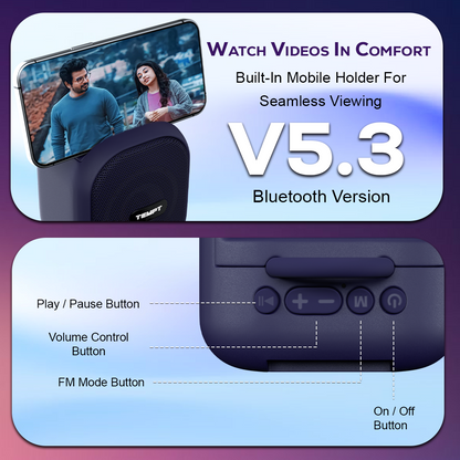 Tempt Rebel bluetooth speaker V5.3 with control buttons wireless portable speaker blue
