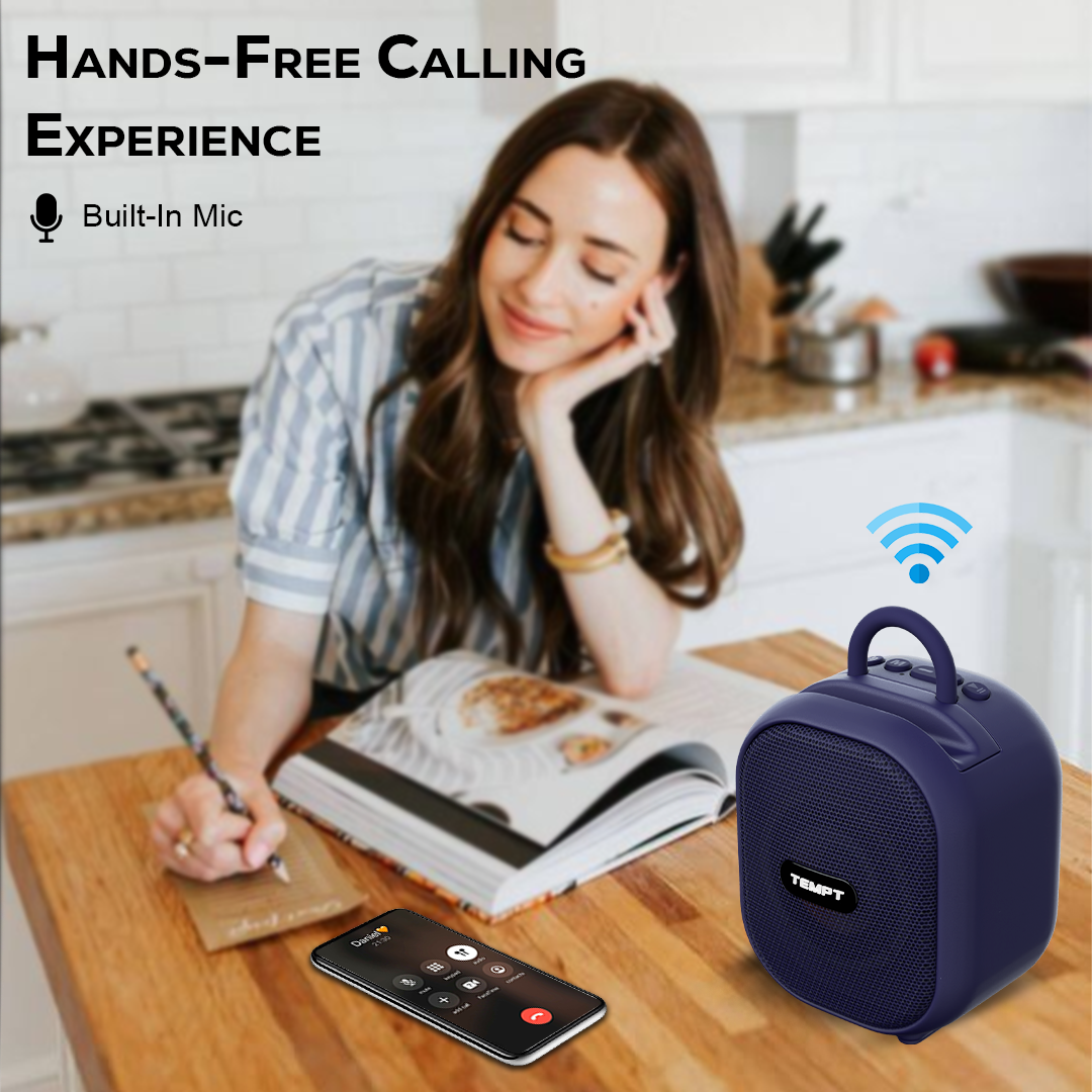 Tempt Rebel speaker with mic hands free calling bluetooth portable speaker blue