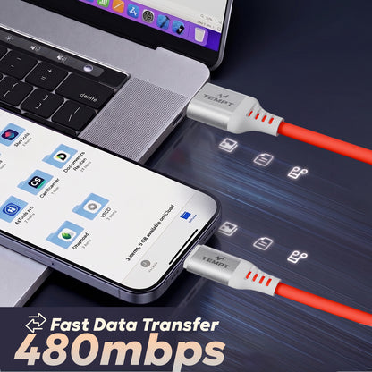 Tempt Silica 120W Type C Cable 480Mbps Fast Data Transfer Cable