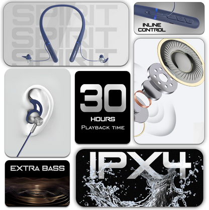 Tempt Spirit Wireless Neckbands with 30 Hours Battery and Bass Driver