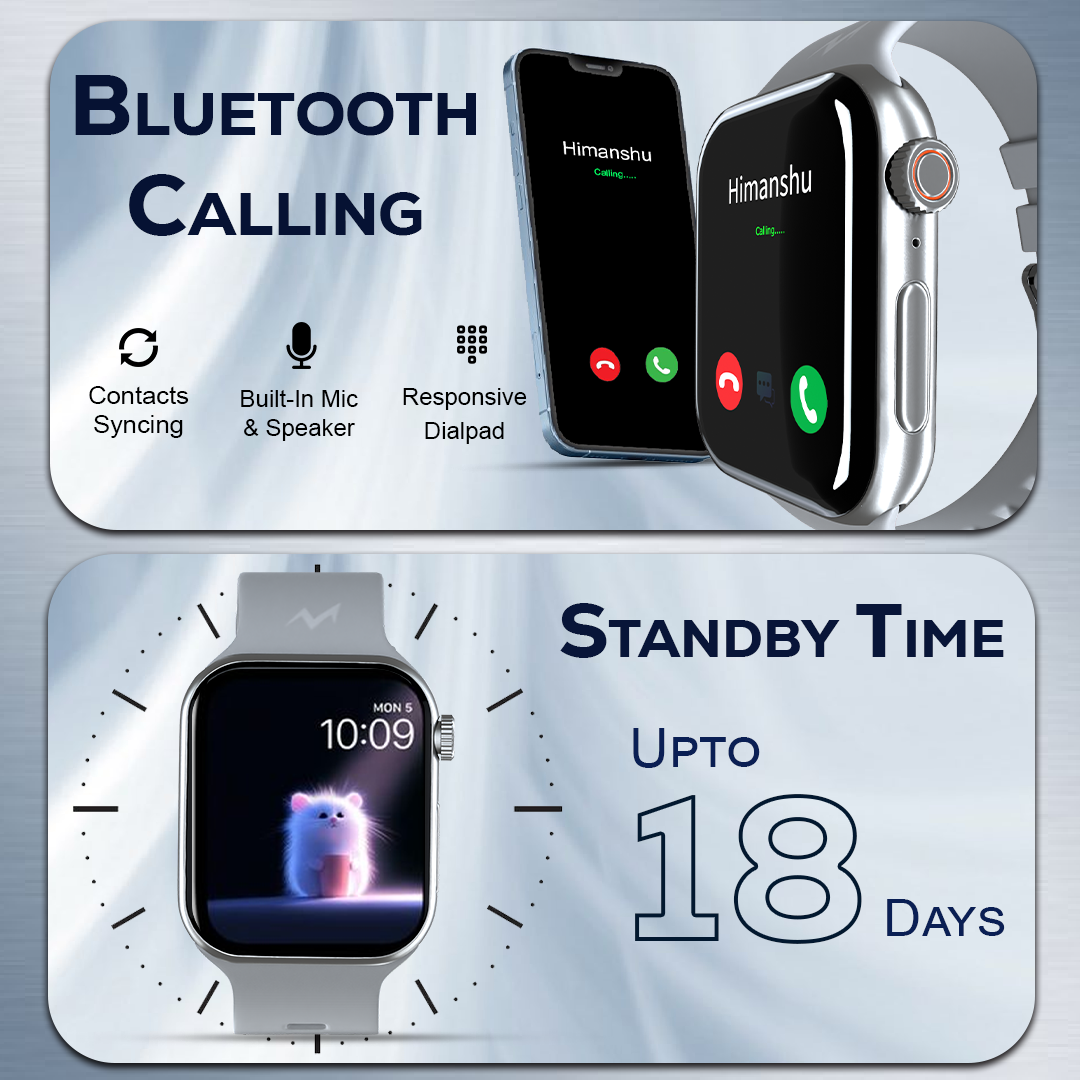 Tempt Streak X 18 Days Standby Battery Smartwatch Long Battery Smartwatch, bluetooth calling, built-in mic & speaker