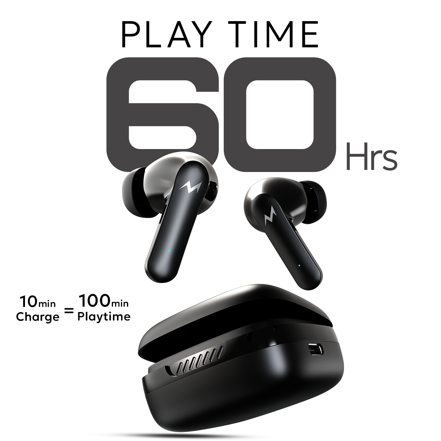 Tempt Thunder X 60 Hours Playback Long Battery Best Wireless Earbuds