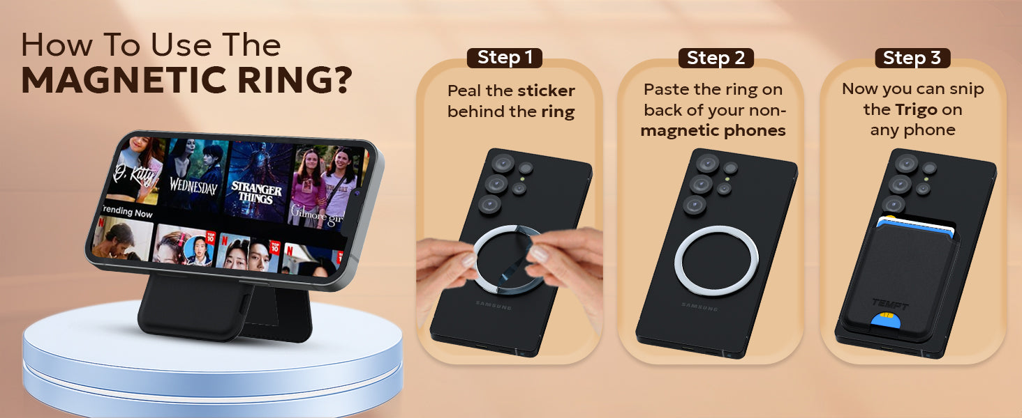 Tempt Trigo Magnetic Wireless Charger Magnetic Ring Setup Wireless Charger