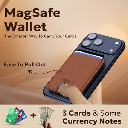 Tempt Trigo Brown MagSafe Wallet Charger with Card Holder for Cards and Cash Wireless Charger