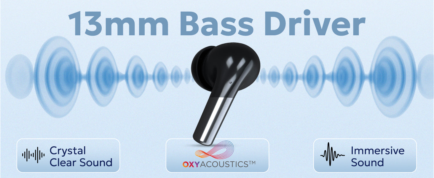 Tempt Wave Pro 13mm Bass Driver Best Sound Quality Wireless Earbuds