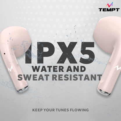 tempt wireless earbuds ipx5 water resistant & sweat