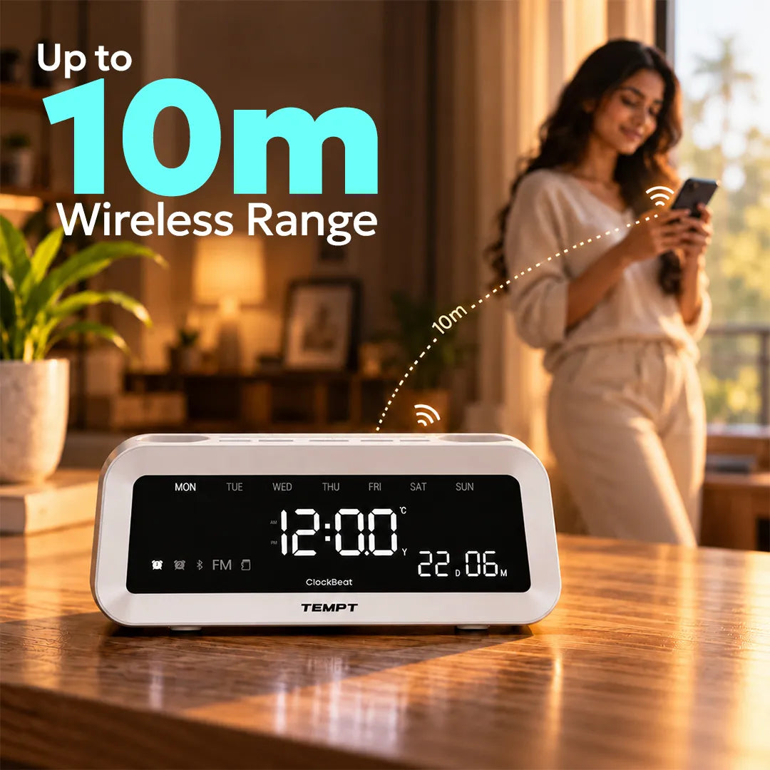 temptindia_White_juggler_clockbeat_speaker_upto_10m_wireless_range