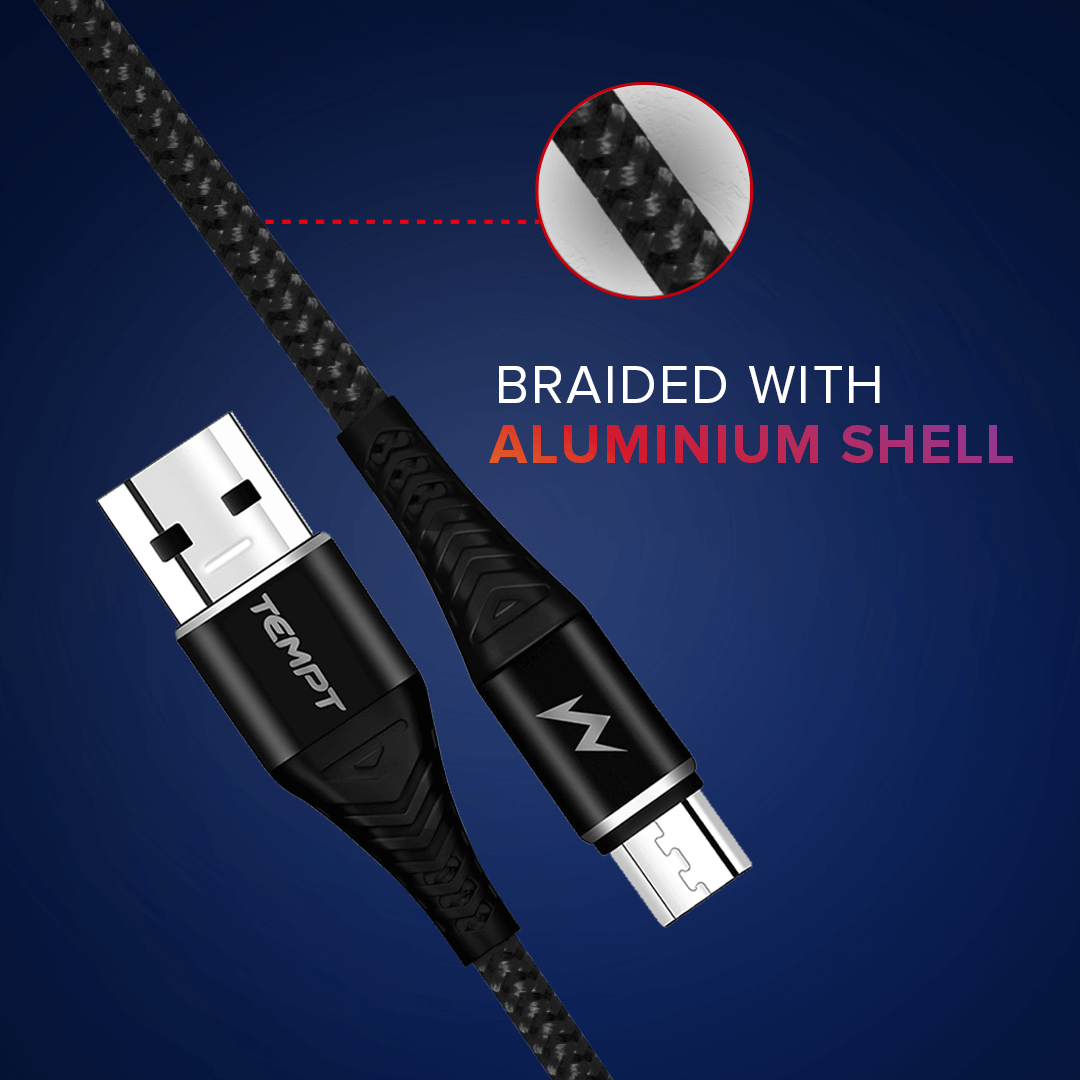 Twist Braided with Aluminium Shell USB to Micro USB Cable